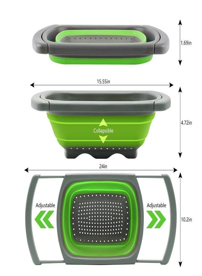 HEBEZON Food and Vegetable Washing Strainer Basket for Wash Basin Silicone Collapsible Vegetable/Fruit Colander Folding Strainer with Extendable Handles for Kitchen, Sink Drain Storage Basket - Image 2